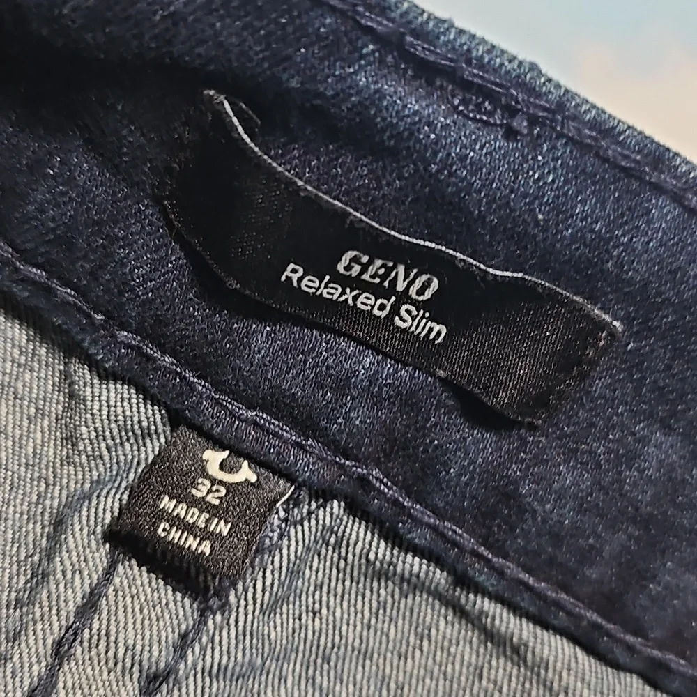 True Religion Big T Geno Flap Indigo Denim Relaxed Slim Jeans Size 32 New